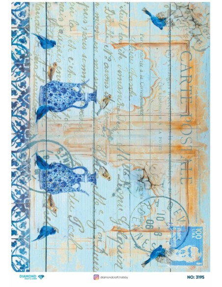 3195 Diamond Pirinç Dekopaj Kağıdı 30x42cm