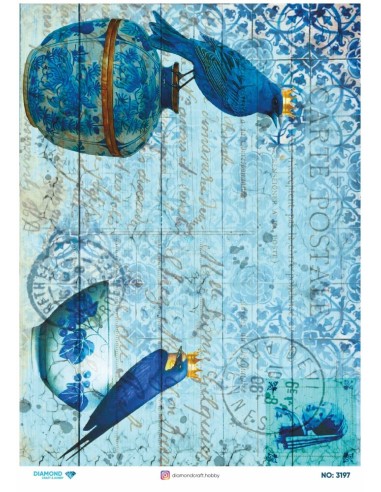 3197 Diamond Pirinç Dekopaj Kağıdı 30x42cm