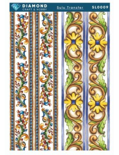 Diamond Sulu Transfer Kağıdı SL0009 25x35cm - Çiçek Desenli
