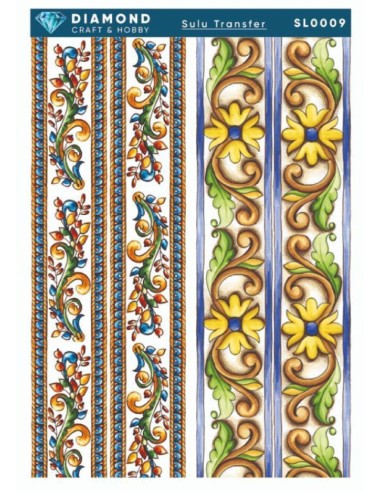 Diamond Sulu Transfer Kağıdı SL0009 25x35cm - Çiçek Desenli
