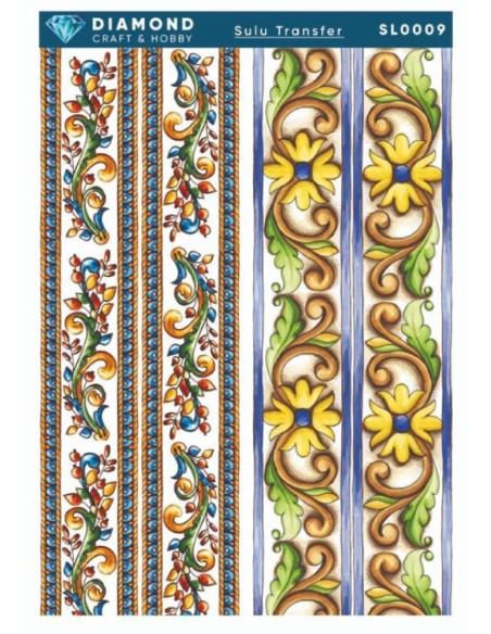Diamond Sulu Transfer Kağıdı SL0009 25x35cm - Çiçek Desenli