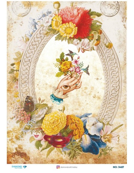 3487 Diamond Pirinç Dekopaj Kağıdı 30x42cm