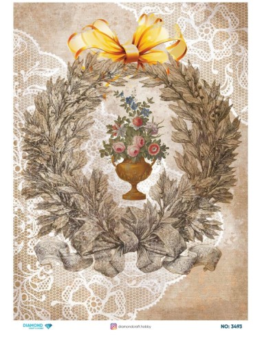 3493 Diamond Pirinç Dekopaj Kağıdı 30x42cm