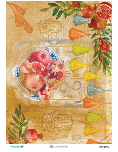 3594 Diamond Pirinç Dekopaj Kağıdı 30x42cm
