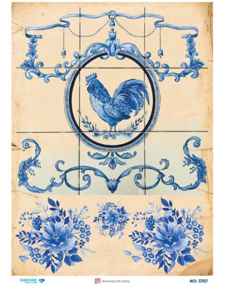 3707 Diamond Pirinç Dekopaj Kağıdı 30x42cm