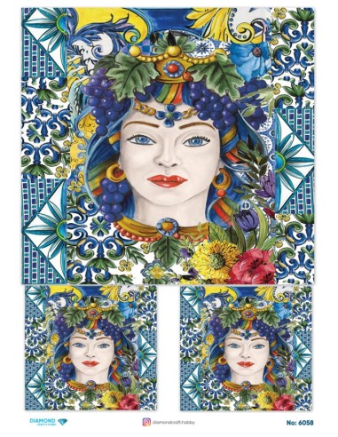 6058 Diamond Pirinç Dekopaj Kağıdı 30x42cm