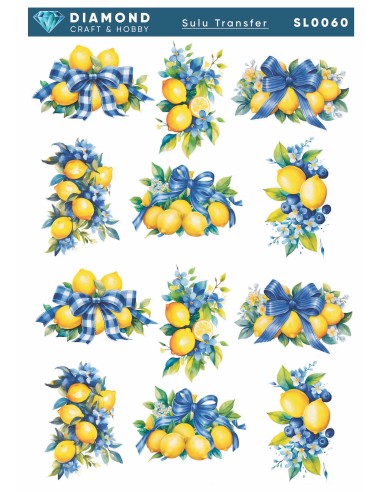 Diamond Sulu Transfer Kağıdı SL0060 25x35cm - Limon Çiçek