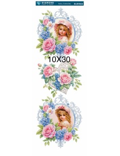 Diamond Sulu Transfer Kağıdı SL0066 10x30cm - Çiçekli Kız
