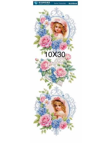 Diamond Sulu Transfer Kağıdı SL0066 10x30cm - Çiçekli Kız