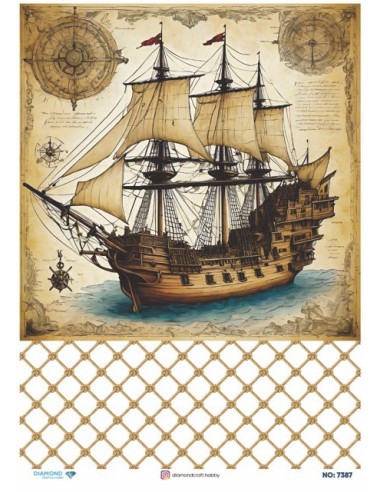 7387 Diamond Pirinç Dekopaj Kağıdı 30x42cm