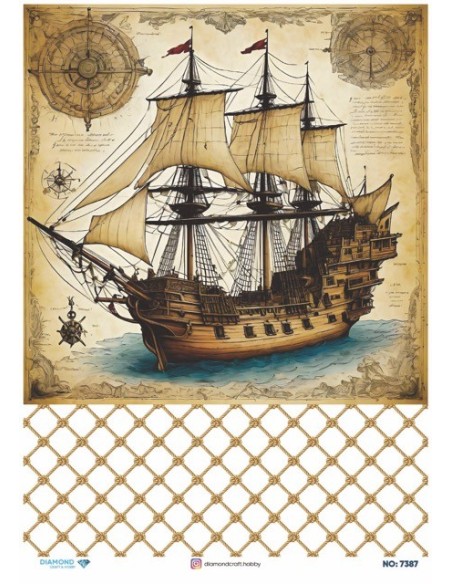 7387 Diamond Pirinç Dekopaj Kağıdı 30x42cm