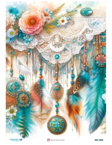 7461 Diamond Pirinç Dekopaj Kağıdı 30x42cm