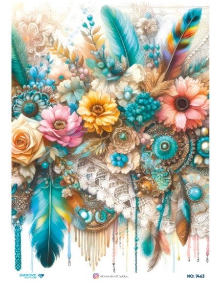 7463 Diamond Pirinç Dekopaj Kağıdı 30x42cm
