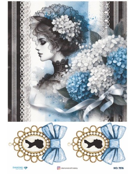 7576 Diamond Pirinç Dekopaj Kağıdı 30x42cm