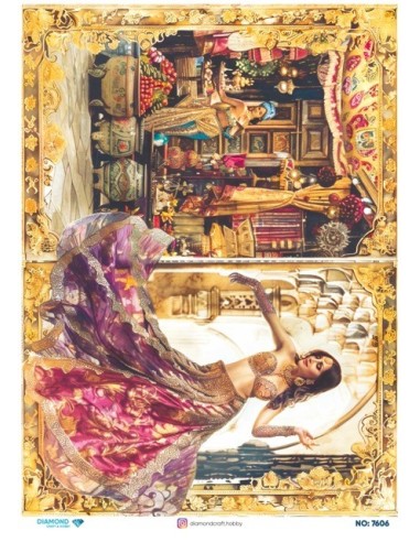 7606 Diamond Pirinç Dekopaj Kağıdı 30x42cm