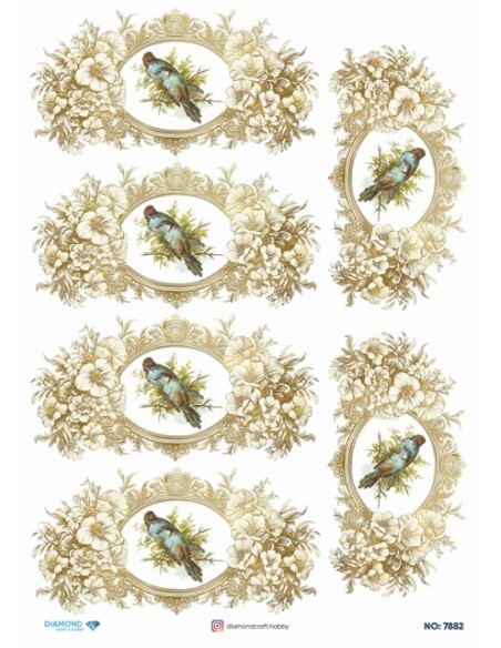 7882 Diamond Pirinç Dekopaj Kağıdı 30x42cm