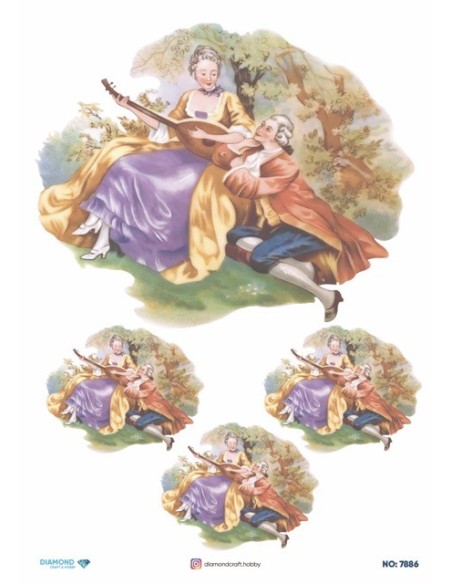7886 Diamond Pirinç Dekopaj Kağıdı 30x42cm