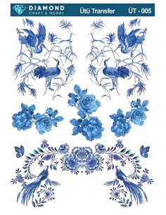 ÜT005 Kuş ve Çiçekler Diamond Craft Ütü Transfer Kağıdı 25x35cm