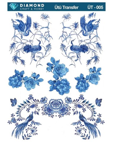 ÜT005 Kuş ve Çiçekler Diamond Craft Ütü Transfer Kağıdı 25x35cm