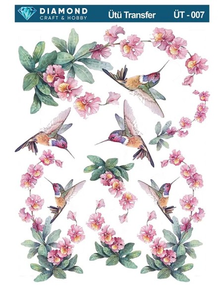 ÜT007 Sinek Kuşu Diamond Craft Ütü Transfer Kağıdı 25x35cm