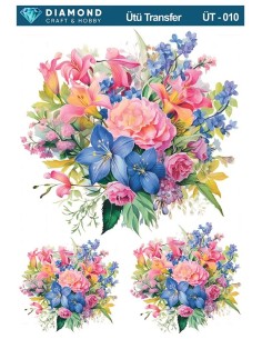ÜT010 Çiçek Desenli Diamond Craft Ütü Transfer Kağıdı 25x35cm