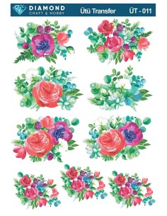 ÜT011 Çiçek Desenli Diamond Craft Ütü Transfer Kağıdı 25x35cm