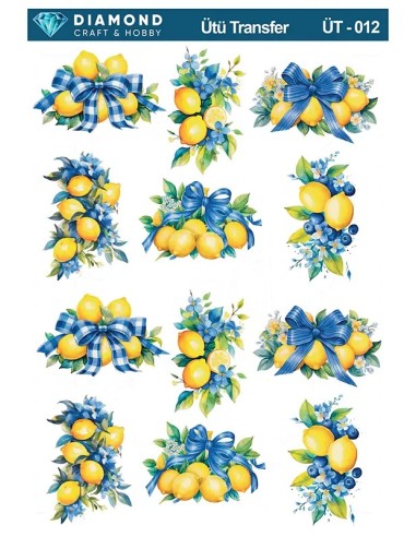 ÜT012 Limon Çiçekleri Diamond Craft Ütü Transfer Kağıdı 25x35cm