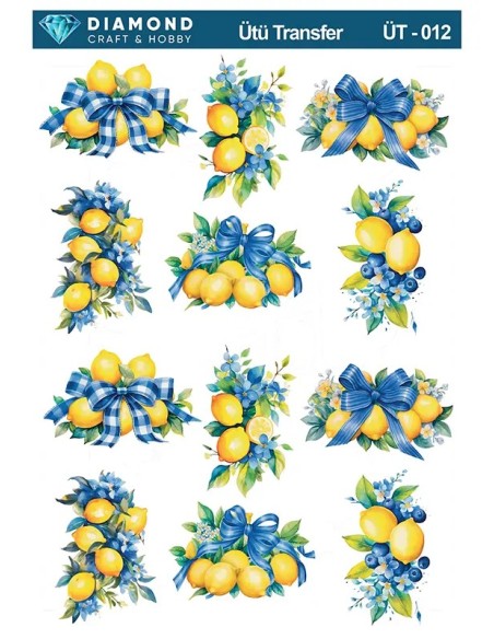 ÜT012 Limon Çiçekleri Diamond Craft Ütü Transfer Kağıdı 25x35cm