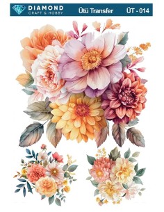 ÜT014 Çiçek Desenli Diamond Craft Ütü Transfer Kağıdı 25x35cm