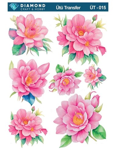ÜT015 Çiçek Desenli Diamond Craft Ütü Transfer Kağıdı 25x35cm