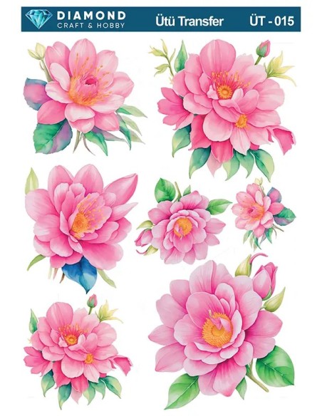 ÜT015 Çiçek Desenli Diamond Craft Ütü Transfer Kağıdı 25x35cm