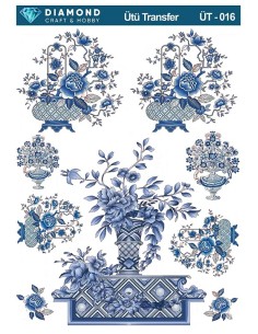 ÜT016 Çiçek Desenli Diamond Craft Ütü Transfer Kağıdı 25x35cm