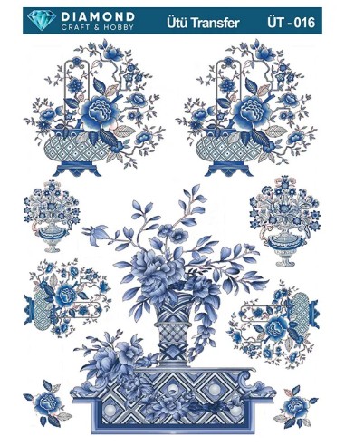 ÜT016 Çiçek Desenli Diamond Craft Ütü Transfer Kağıdı 25x35cm