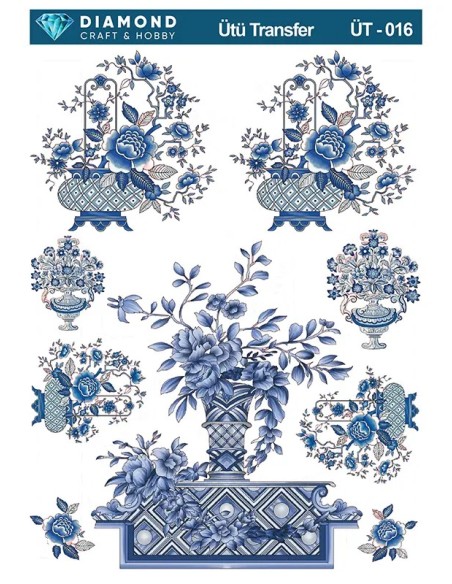 ÜT016 Çiçek Desenli Diamond Craft Ütü Transfer Kağıdı 25x35cm