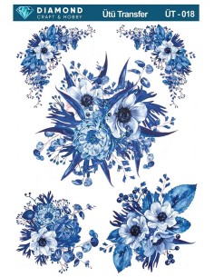 ÜT018 Çiçek Desenli Diamond Craft Ütü Transfer Kağıdı 25x35cm