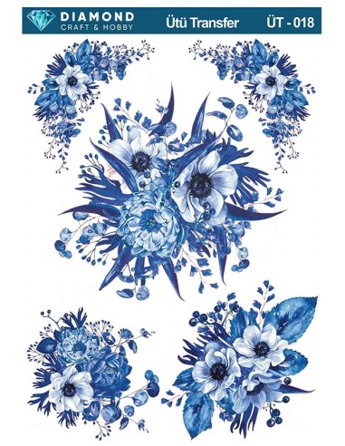 ÜT018 Çiçek Desenli Diamond Craft Ütü Transfer Kağıdı 25x35cm