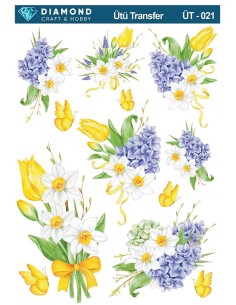 ÜT021 Çiçek Desenli Diamond Craft Ütü Transfer Kağıdı 25x35cm