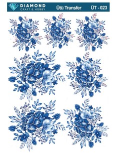 ÜT023 Çiçek Desenli Diamond Craft Ütü Transfer Kağıdı 25x35cm