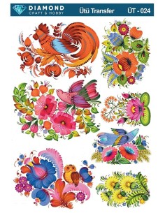 ÜT024 Çiçek ve Hayvanlar Diamond Craft Ütü Transfer Kağıdı 25x35cm