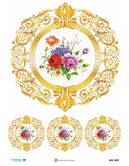 7619 Diamond Pirinç Dekopaj Kağıdı 30x42cm