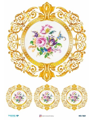 7621 Diamond Pirinç Dekopaj Kağıdı 30x42cm